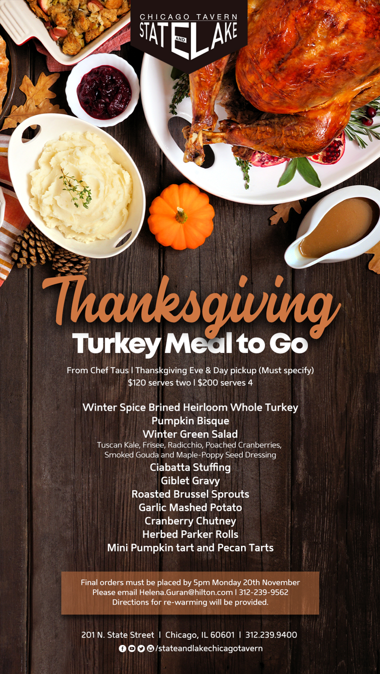 Thanksgiving Turkey Meal to Go | State and Lake Chicago Tavern